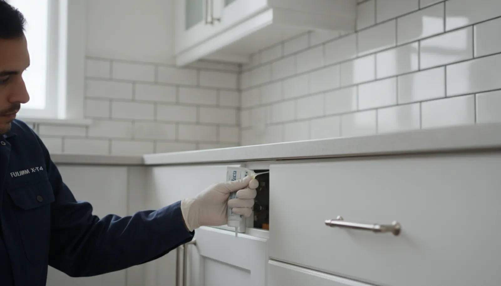 Blatte germanique brun clair sur une surface de cuisine