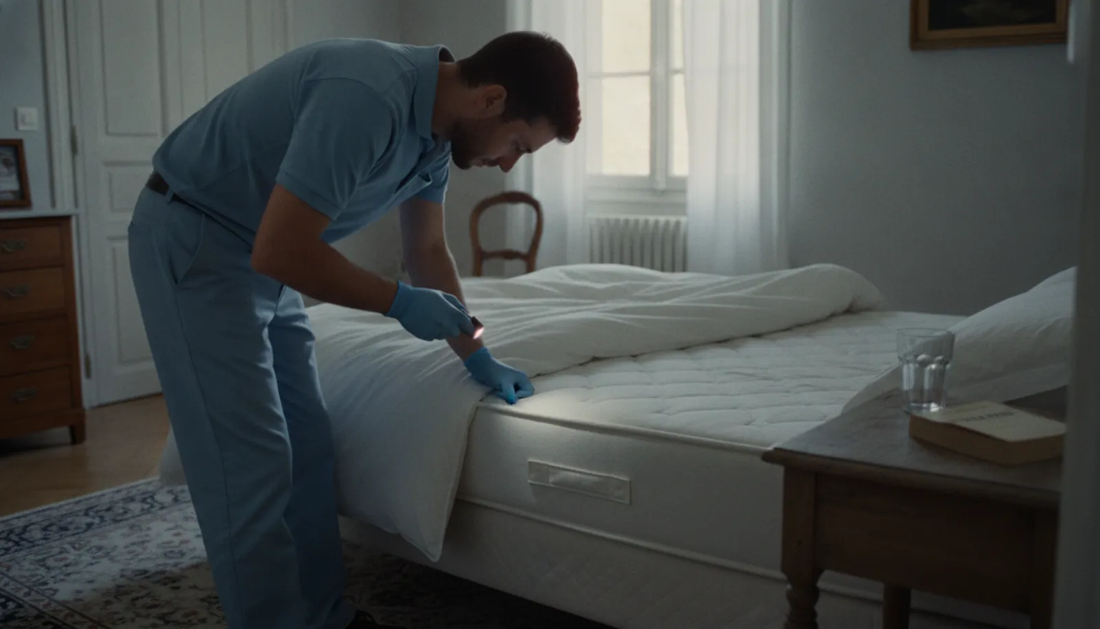 Comparaison visuelle entre une puce de lit et une punaise de lit sur fond blanc